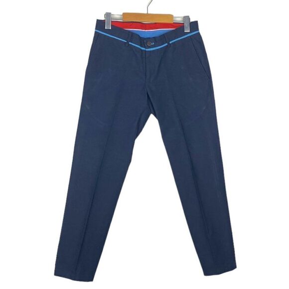 EL GANSO Men's Blue Flat Front Subalpino Chino Trousers Coin Pocket US 30 - Picture 1 of 12